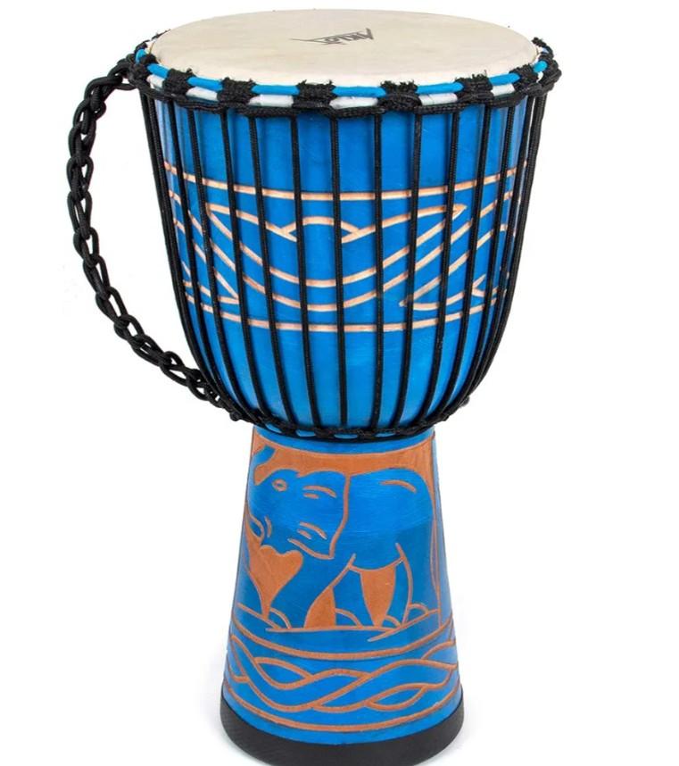 Djembe Drum, AKLOT African Drum Hand-Carved 9.5'' x 20'' Mahogany Goatskin Drumhead for Starter Beginners Adult, Blue