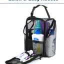 Cosmos Mesh Shower Caddy Toiletry Organizer Hanging Shower Tote Bag, Quick Dry Shower Organizer Portable Bath Bag with Durable Zippers & Side Pockets for Travel, Gym, Swimming, Beach and Camp