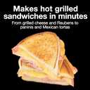 Proctor Silex Deluxe Hot Sandwich Maker With Easy-Clean Durable PFAS-Free Nonstick Ceramic Plates, Fits up to 2 Grilled Cheese, Ruebens, Tortas or Subs, Stainless Steel (25415MN)