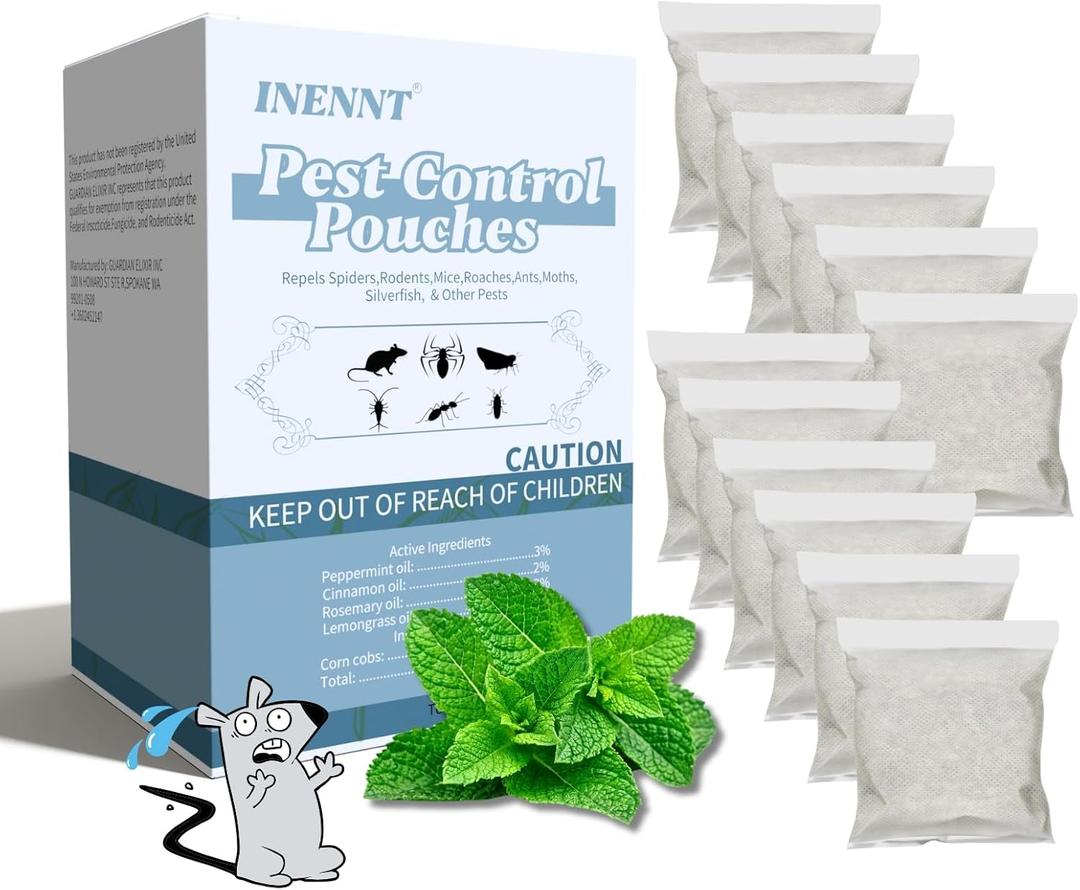 12 Pack Indoor Pest Control Pouches - Silverfish Repellent for Home, Ant/Spider/Cockroach/Mouse Defense, Natural Insect Repellent Pouches,Long-Lasting Pest Prevention