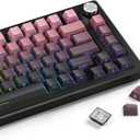 Gradient Side Print Keycaps Pink, Double Shot PBT Keycaps 75 Percent,Cherry Profile Shine Through Key Caps, Minimalist Style Custom Keycap Set for Mechanical Keyboards