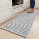 Kitchen Runner Rugs Non Slip Washable, Super Absorbent Soft Chenille Braided Kitchen Mats for Floor Rubber Backing Sink Mat Standing Floor Mat, Machine Washable Easy Clean, Gray,  56x16.5 Inches