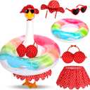 5Pcs Hawaiian Goose Outfit Lawn Bikini Porch Goose Clothes for Spring Summer Yard Lawn Outdoor Decoration (Red)