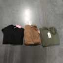 3 Pack Women's Maternity Shirts Long Sleeve Waffle Knit Side Split Oversized Tops Pregnancy Clothes Fall Tees (L, Army Green, Coffee, Black)