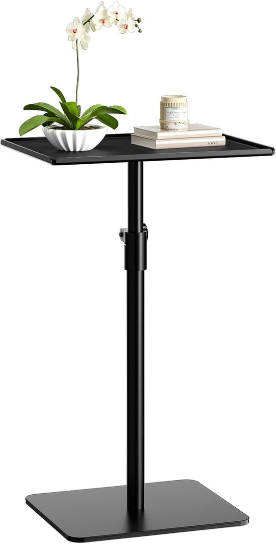 RCHYFEED Metal End Table, Height Adjustable Side Tables Living Room, Small Side Table for Small Spaces with Matte Black Tray, Square Drink Coffee Tables Sofa Table for Bedroom, Sofa Tray Table Indoor