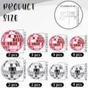 Teenyyou 24 Pcs Disco Ball Cupcake Toppers Happy Birthday Cake Topper 1970s Retro Cake Decorations Shiny Pink Mini Disco Ball Toppers for 70s 80s Theme Party Supplies(Pink and Silver)