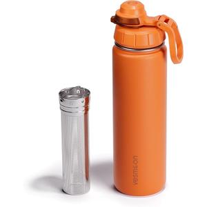 Vesmoon Vessence 24 Oz Stainless Steel Tea Infuser Bottle for Loose Leaf Tea, Water, Herbs, Fruits - Triple Layered Insulated, Leak Proof Bottle with Lid and Clip Handle - 24 Hours Hot/Cold