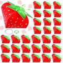 Fuyoooo 30 Pcs Strawberry Party Favor Treat Boxes Strawberry Birthday Party Gift Boxes for Girls Kids Sweet Fruit Candy Box with Ribbon for Birthday Decoration Baby Shower Supplies(Red)