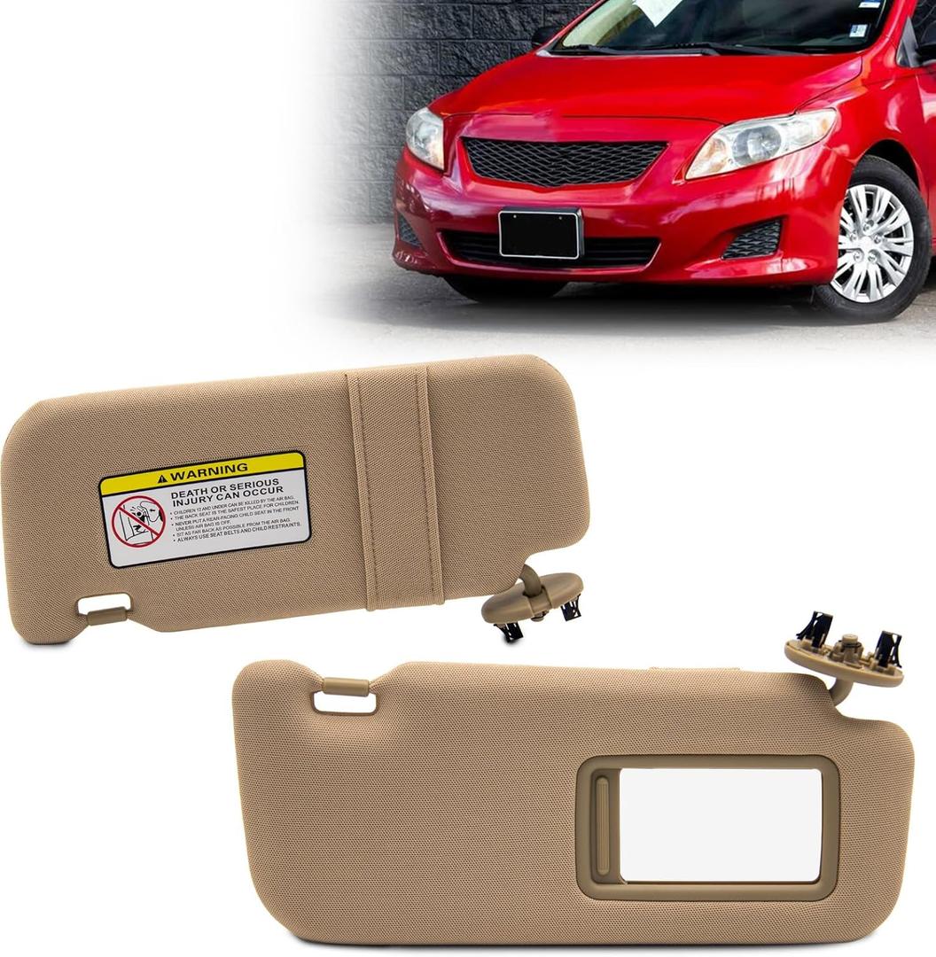 Right Passenger Side Sun Visor Replacement for Toyota Corolla 2007-2013 Sunvisor Replaces:74310-12L80-B0(Beige)(Cloth)