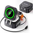 Retractable 3 in 1 Charging Station for Apple [Built in Cable] 22.5W Fast for Magsafe Wireless Charger, Travel Essentials, Magnetic Foldable Stand for iPhone 17 Air Pro Max 16 15 iWatch Airpods (Black)