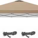 10x10ft Replacement Canopy Top with Air Vent, Waterproof & UV Protection Canopy Tent Top Cover for Straight Leg Canopy Frame - for Outdoor, Patio, Event, Trade Show (Khaki, 10x10ft)