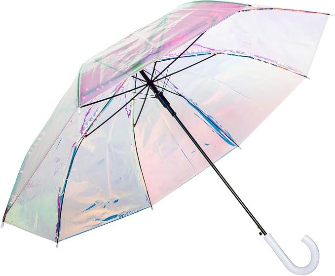 ShedRain Iridescent Stick Umbrella, 50" Canopy Coverage, Crook Handle