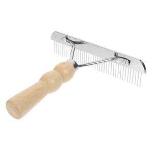 Horse Grooming Tool - Mane and Tail Comb with Wood Handle, Hair Brush, and Leather Cleaning Rake