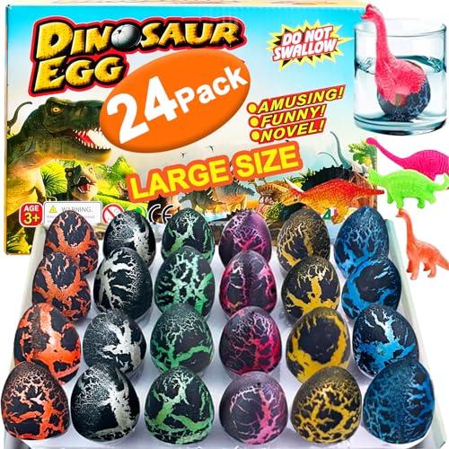 23 Pcs Large Hatching Dinosaur Eggs Easter Party Favors, Easter Egg Filled Toys for Kids Toddlers Grow in Water Dinos Egg Science Kits, Goodie Bag Stuffers, Classroom Prizes, Easter Basket Stuffers
