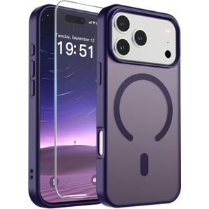 SUPFINE Magnetic for iPhone 17 Pro Case (Compatible with MagSafe)(Military Grade Drop Protection) Translucent Matte Shockproof with Anti-Fingerprint Phone Cover,Dark Purple