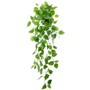 LOYWREE Small Fake Hanging Plant Artificial Potted Plants for Indoor Outdoor Aesthetic - 39in Realistic Faux Hanging Pothos with Ivy Vine for Shelf Decor in Home Office Gardens Greenery (Black Pot)