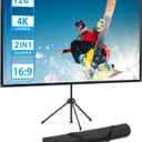 Projector Screen with Stand, Outdoor Projector Screen 16:9 and Tripod Stand, Portable Projection Screen with 1.2 Gain, Lightweight and Compact, Easy Setup, Idea for Home Cinema, Backyard, (120 Inch).