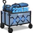 Sekey Wagon Cart with Wheels with 220LBS Capacity,Heavy Duty Wagon Carts Foldable,Lightweight Utility Portable Cart for Grocery, Shopping, Garden, Camping. Blue