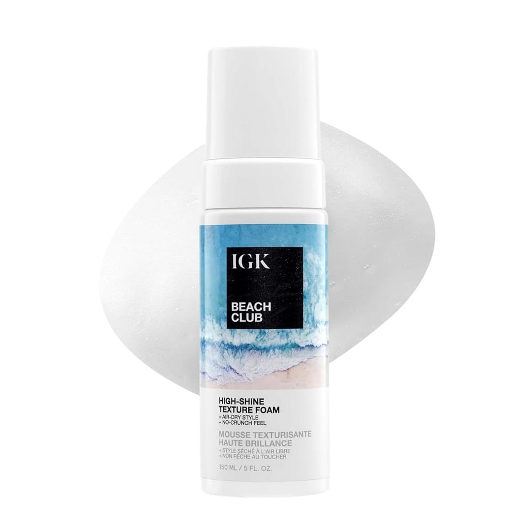IGK BEACH CLUB High-Shine Texture Foam | Air-Dry Beach Waves with Buildable Hold and Soft Texture | Lightweight Shine and Definition