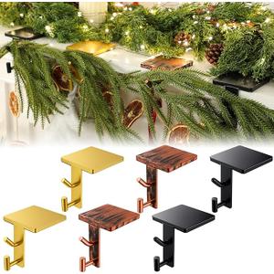 MorningRo 2 in 1 Fireplace Garland and Stocking Hangers for Mantel Heavy Duty Christmas Stocking Holders for Mantle Metal Garland Hooks Xmas Holiday Decoration(Black Brass Bronze,6 Pack)