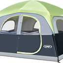 UNP Tents 6 Person Waterproof Windproof Easy Setup,Double Layer Family Camping Tent with 1 Mesh Door & 5 Large Mesh Windows -10'X9'X78in(H) (Fluorescent green)
