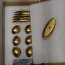 6-Pack Royal Gold Oval Cabinet Knobs, Solid Zinc Alloy Single Hole Drawer Pulls for Kitchen & Dresser (Screws Included) (Single Hole,Toffee Gold)