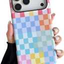 Compatible with iPhone 17 Pro Max Case6.9" with Cute Colorful Checkered Pattern, Shockproof Slim TPU and Hard PC Protective Phone Case for Women Girl Men - Colorful 4