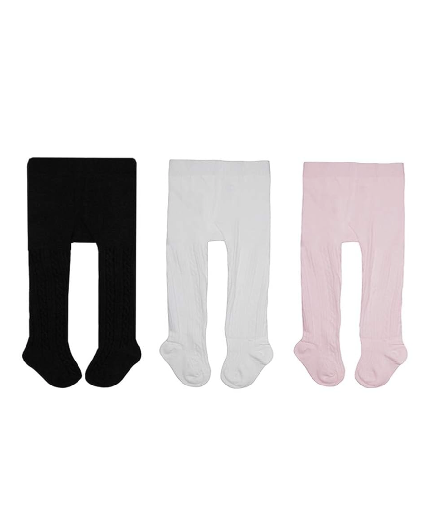 Looching 3 Pack Baby Toddler Girls Cute Cable Knit Cotton Tights Pantyhose Leggings Stocking Pants