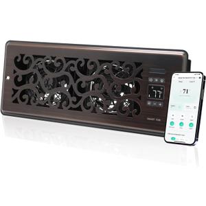 Register Booster Fan for 4" x 12" Register Holes, Quiet Vent Fan Booster with Intelligent Thermostat, Improves Heating Cooling, App Control, 10-Speeds, Charleston Smart Register Vent, ORB (Oil Rubbed Bronze)
