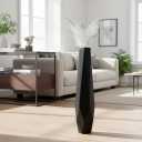 Large Floor Vase 31.5" Matte Black, Resin Geometric Faceted Vase with Angular Multi-Surface Design for Dried Pampas Grass Branches, Modern Decor for Living Room Corner
