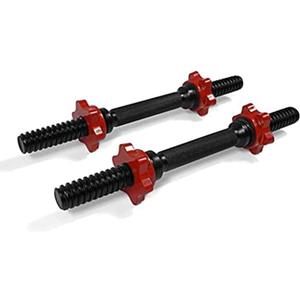 Yes4All Pair of Threaded Dumbbell Handles, Dumbbell Bar with Collars, Chrome/Rubber Grip, Fit 1 Inch Plates, Weight Bar Connector 14 Inches - Black