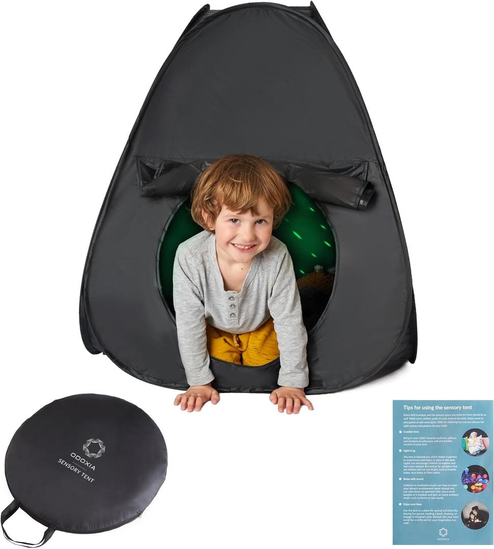Sensory Tent | Calm Corner to Play and Relax | Toys for Autistic Children | Helps with Autism, SPD, Anxiety & Improve Focus | Black Out Sensory Tents for Autistic Children | Small