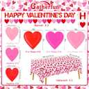 Valentine's Day Party Supplies Set for 48 Guests - Romantic Heart-Shaped Disposable Plates & Napkins with Love-Themed Plastic Tablecloth & Banner - Valentines Day Party Decorations