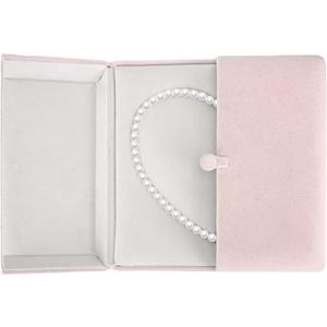 Pink Velvet Double-Heart Necklace Box - Pearl Jewelry Case, Heart-Shaped Jewelry Organizer for Pendant Necklaces, Proposal, New Year, Valentine's Day, Wedding Anniversary