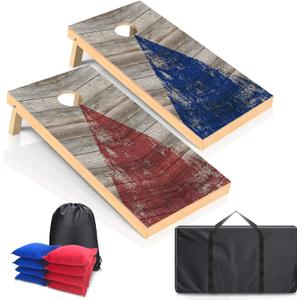 Cornhole Boards Set - Regulation Size 4x2/3x2ft Solid Wood Corn Hole Game Set with 8 Bean Bags and 2 Cornhole Boards - Perfect for Outdoor Game
