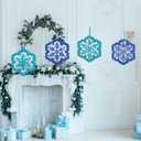 Epakh 24 Sets Snowflakes Crafts Kit Winter Snowflakes Tissue Paper Crafts Kit Christmas Decorations Make Your Own Xmas Tree Hanging Ornament for Holiday Party DIY Home Activities (Dark and Light Blue)
