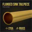 Highcraft Flanged Sink Tailpiece 1-1/2" x 6" Brass 22-Gauge Extension Tube Direct Connection for Bathroom Sink Tubular Drain Application Flanged Tailpiece for Under Sink Installation