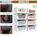 SNSLXH 5 Pack Stackable Closet Storage Basket, Multifunctional & Foldable Closet Organizer for Bathroom Kitchen, Laundry Room, Wardrobe Storage, Space-Saving Clothes Storage Drawer Organizer, White