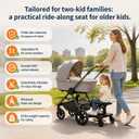 2026 New-Universal Stroller Board with Detachable Seat, 2-in-1 Sit and Stand Stroller Glider Board,360° Shock-Absorbing Swivel Wheels, 55 lbs Capacity, Fits 99% Strollers