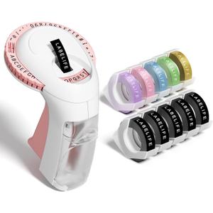 Lablife Embossing Label Maker Machine with Tapes,Omega S Vintage 3D Embosser,Old School Handheld Label Printer, Portable Retro Embossed Labeler with 10 Rolls Embossing Tape for Home Office DIY, Pink (Pink with Black*5/Gold/Purple/Pink/Blue/Green)