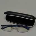 Missfive Premium Aluminum Progressive Multifocus Reading Glasses Men Blue Light Blocking, No-Line Spring Hinge Rimless Office Multifocal Metal Readers, Workspace for Near Range, +2.25, Sapphire (Multifocal, Non-0 Top Lens / Dark Sapphire)