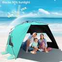 OutdoorMaster Beach Tent with Blackout Shelter Technology, Portable Beach Shade Sun Shelter Canopy for 4-6 Person with UPF 50+ UV Protection, Easy Setup Pop Up Tent Family Size (Green)