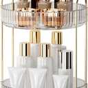 YCIA&DONE 360 Rotating Makeup Organizer and Storage for Vanity Bathroom Countertop, High Capacity Cosmetic Skincare Perfume Organizers for Dresser Lazy Susan (Clear White,2 Tiers)