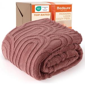 Bedsure GentleSoft Pink Throw Blanket for Women - Super Soft & Cozy, Fleece Blankets for Girls, Ideal for Couch & Bed, Dusty Rose, 50x70 Inches