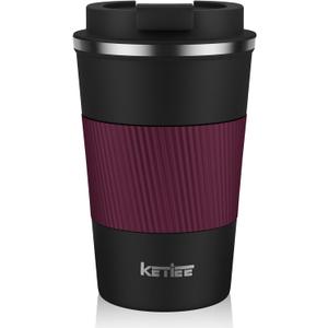 KETIEE Travel Mug 12oz, Insulated Coffee Mug with Leakproof Lid, Travel Coffee Mug Vacuum Stainless Steel Double Walled Reusable Coffee Cup for Hot and Iced Coffee Tea Water, 12.8 Ounces