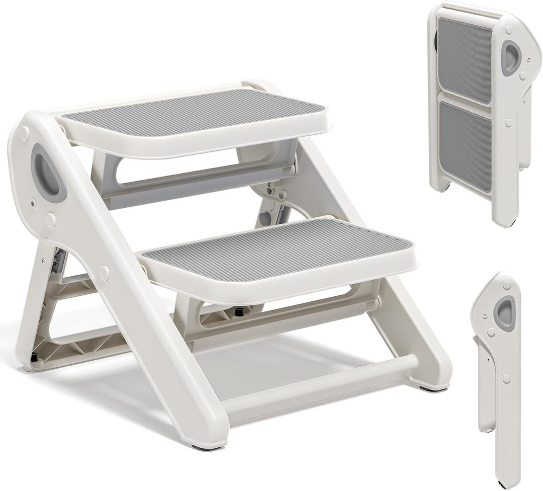 MoreFeel Foldable Toddler Step Stool for Bathroom Sink - 2-Step Kids Stool for Potty Training, Kitchen Counter & Bedroom, Sturdy Non-Slip Child Safety Stool Helper