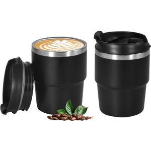 6oz Vacuum Insulated Espresso Cup Set of 2, Espresso Shot Cup for Coffee, Double Wall Stainless Steel Mini Tumbler Shot Glasses with Lid