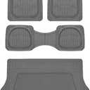 Motor Trend FlexTough 4-Piece Heavy Duty Floor Mats for Cars Trucks SUVs, Automotive Floor Mats Car Mats Full Set Front, Rear & Cargo, Trim-To-Fit Semi-Custom Deep Dish All Weather Rubber Mats - Gray