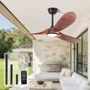 heimo 52 Inch Ceiling Fan with Light and Remote,Wood Outdoor Ceiling Fans with Lights Dimmable for Bedroom Living Room Patios Kitchen Modern 3 Blade Propeller Indoor Fan (Walnut)