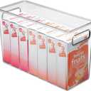 iDesign Plastic Stackable Kitchen Organizer Bin with Easy to Grip Integrated Handles for Kitchen, Fridge, Freezer, Pantry and Cabinet Organization, The Linus Collection  12" x 5" x 7.75", Clear